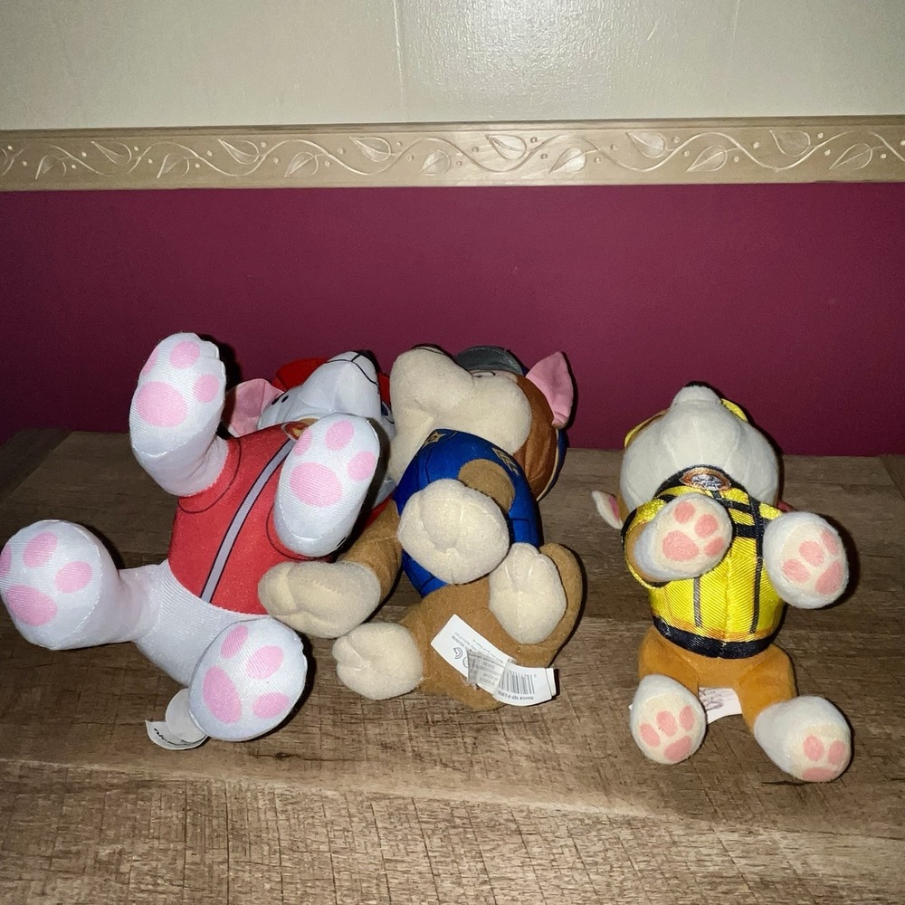 Lot Of 3 Plush Paw Patrol Marshall Chase Rubble Stuffed Animal 8-10" - Picture 10 of 16